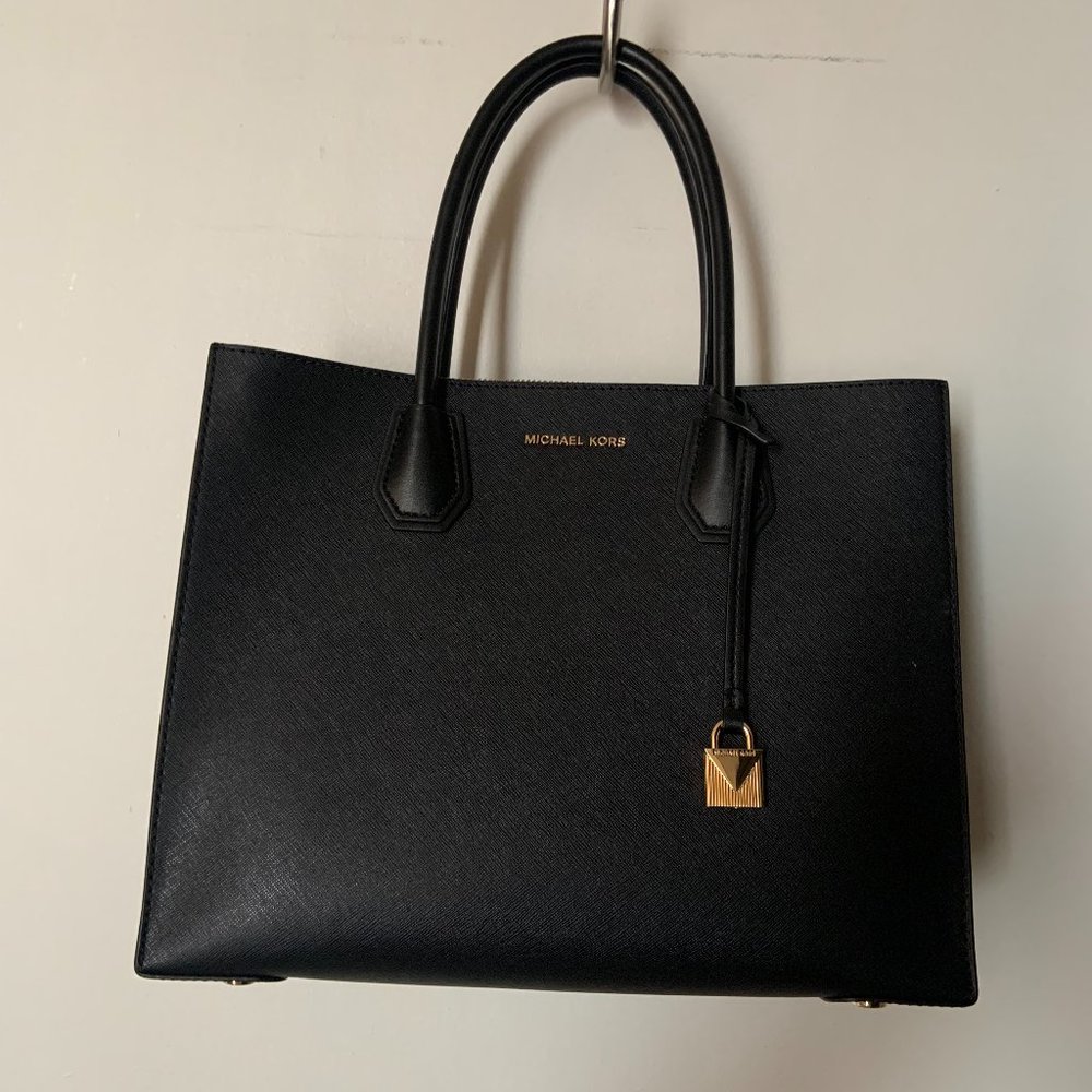 Michael Kors Black Purse with Gold Hardware